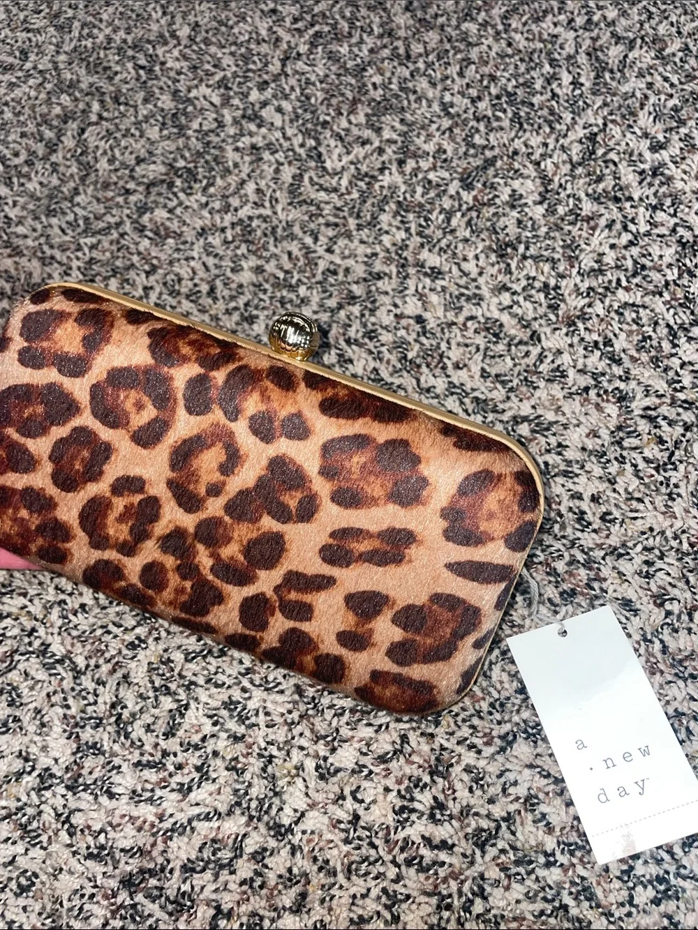 Leopard Print Clutch Bag with Gold Chain A New Day 8”x4” | NWT